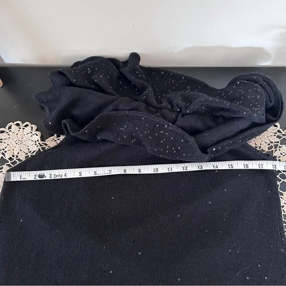 Brunello Cucinelli Linen Silk Sweater, Layered Ruffle Collar & Sequins $1495 - Picture 5 of 8